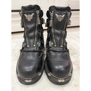 VTG Harley Davidson Brake Light Boots 81680 Double Zip Black Leather 7